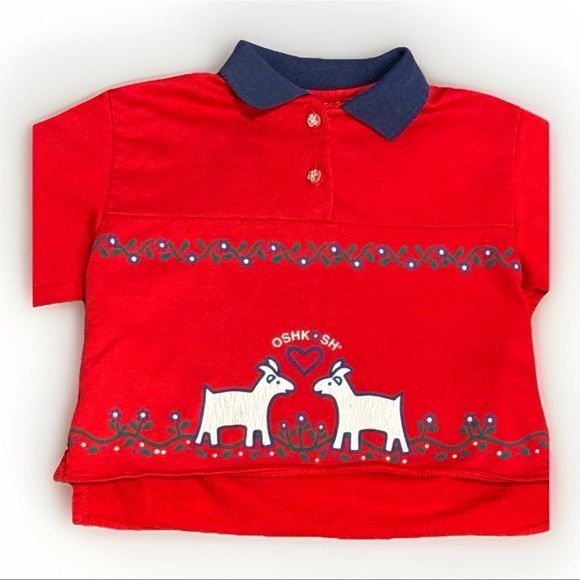 OshKosh B’Gosh Red Goats Sweater 4T Kids Toddler Pullover Excellent Vintage - Picture 2 of 8